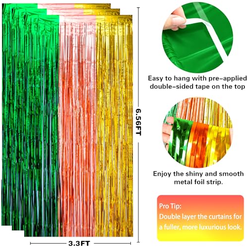 Image of Luau Party Decorations - Green Gold Rose Tropical Streamers Backdrop Banner | Hawaiian Party Decorations for Indoor Outdoor - Summer Beach Pool Birthday Favors Supplies for Home Wall,2 Pack