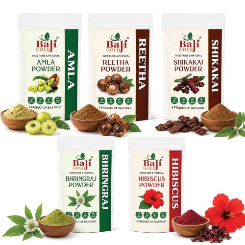 Image of Amla Reetha Shikakai Bhringraj Hibiscus Powder 500g | for Hair Growth | Natural Hair Cleanser Soft and Shiny Hair Care Powder | For Men and Women