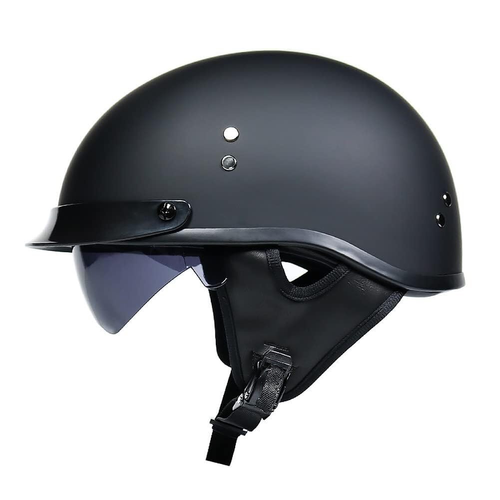 Motorrad Halbschalen Halbhelm mit Visier Halbschalenhelm Baseballmütze-Helm Czapka z daszkiem Motorradhelm Mit ECE-Zulassung Cruiser Chopper Kask do hulajnogi dla Bike Cruiser Chopper(4,XL=61~62