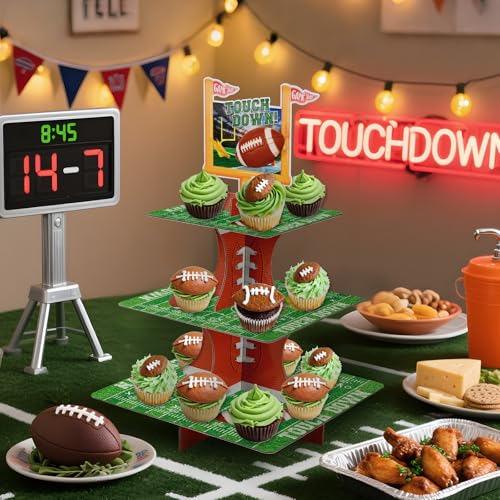 Gatherfun Football Touchdown Cupcake Stand - for Football Theme Birthday & Tailgate Party, Football Party Decorations - Image 3