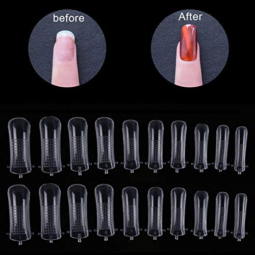 500pcs Clear Dual Nail Forms Full Cover Acrylic False Nail Mold UV Gel Artificial Nail Tip 10 Size with Scale