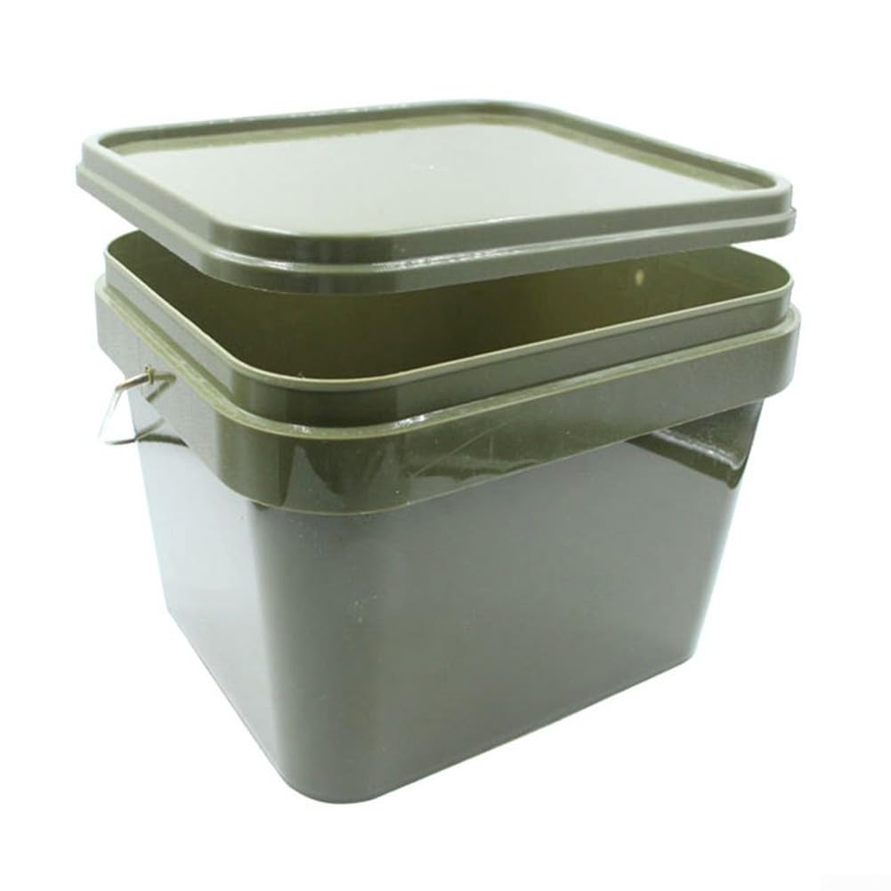Seau à appâts de pêche à la carpe 5 L en plastique avec poignée pour pêche à la carpe en plein air stockage de matériel de pêche à la carpe vert