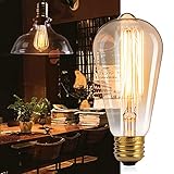 6-Pack Edison Light Bulb 60 watt Antique Vintage Light Bulb E26/E27 Base Dimmable Replacement Bulbs for Wall Sconces Lights, Antique Squirrel Cage Lights, Amber Warm