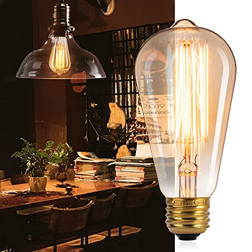 Vintage Edison Light Bulbs 6 Pack, 60W Incandescent Bulbs with E26 Base, Dimmable Antique Filament Bulbs, 280 Lumens Amber Warm Light for Chandelier, Pendant and Home Decor by Brightown - Image 2