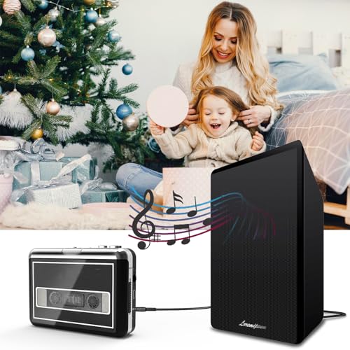 Portable Cassette Player & Convert Tape to Digital MP3 Digital, Retro Tape Recorder Walkmaner with Auto-Reverse,2 AA Batteries/USB Powered(Black)