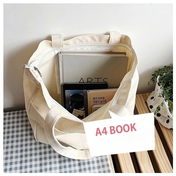 Tote Bag Canvas Bolsa Grande Capacidad A4 con Cierre miniatura 7