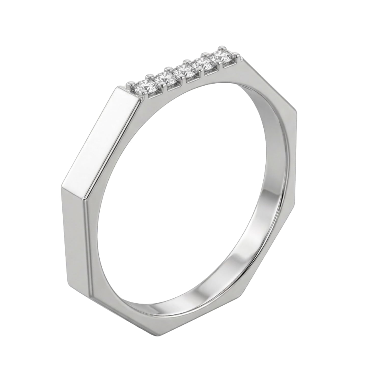 Buy Sylvory 925 Sterling Silver Hexa Gleam Stackable Ring | Gifts