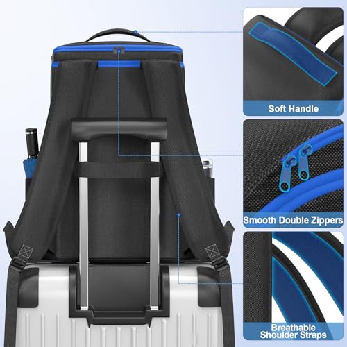 Image of LVVIL PS5 / Slim / Pro Console Backpack, Full Protection Carrying Case, Large Capacity Storage Bag, Dual Controllers, PS Portal, Laptop, Game Cards, 3 Cable Pouch, Ocean Blue