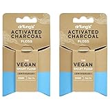 DrTung's Vegan Activated Charcoal Floss - Natural Dental Floss, PTFE & PFAS Free, Gentle on Gums, Expands & Stretches, BPA Free - Lemongrass Flavor (Pack of 2)