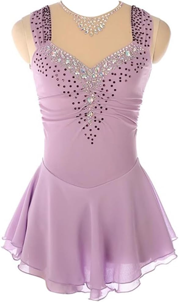 Ladies Professional Figure Skating Competition Dresses Girls Rhinestones Gymnastics Leotard Ballerina Outfits