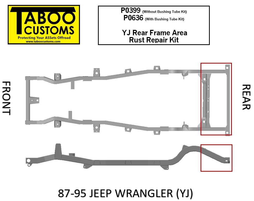Amazon.com: Generic YJ Rear Frame Repair and Bushing Tube Kit