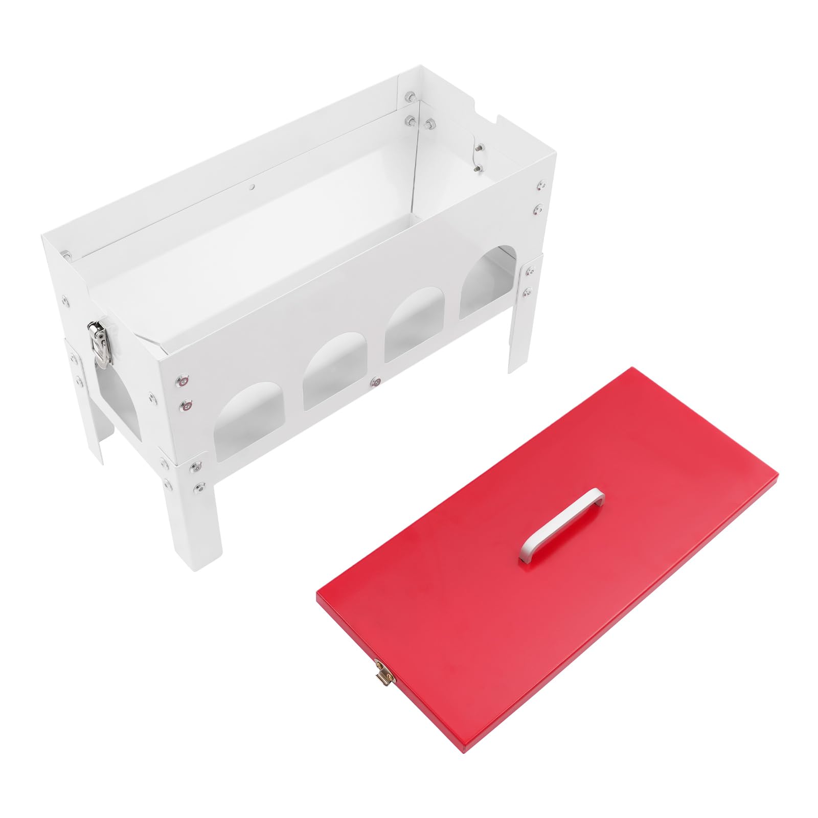 Comedero automático para pollos, 10 L, hierro, bebedero automático para pollos con 10 puntos de alimentación y tapa, accesorio grande para gallinas, comederos para aves de corral, pollos, patos