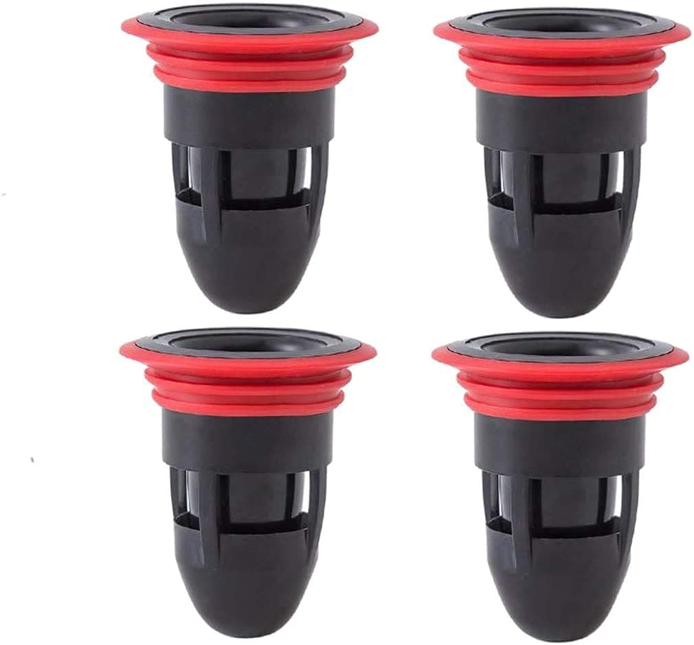 Anti-Odor Floor Drain Cover, Rubber Shower Waste Water Drainer, No Filter Deodorant, Anti-Clogging Backflow Preventer Sewer Core for Bathroom Kitchen (4 Black)
