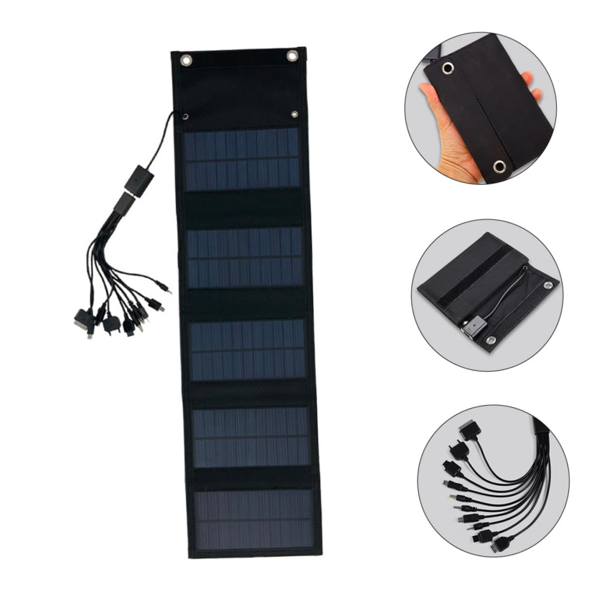 Cargador Solar Plegable de 15w y 6v Salida Usb, Panel Portátil de Abs Cobre Adecuado para Camping y Emergencias