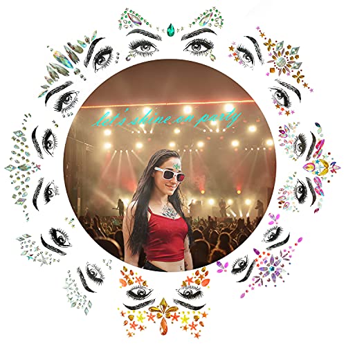 Shineyes 8 Pcs Women Mermaid Face Gems Glitter,Rhinestone Rave,Crystals Face Stickers, Eyes Face Body Temporary Tattoos #TOP1