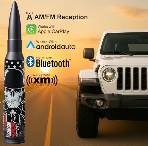 Image of 50 Cal Badass Bullet Antenna Fits Jeep Wrangler JK & JL from (2007 for Jeep Wrangler & Gladiator Accessories - Car Wash Safe & Anti Thelf Design - Ditch The Whip & Upgrade Your Jeep