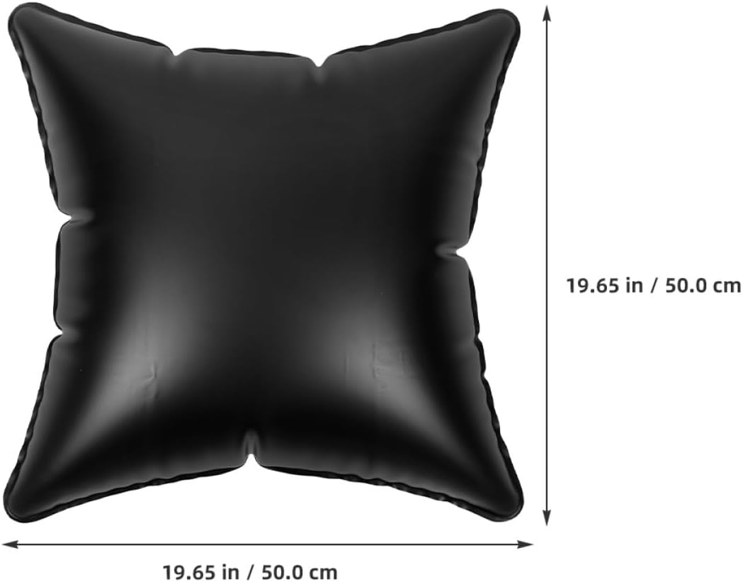 Inflatable Travel Pillow Cushion 50cm X 50cm Portable Outdoor Camping Pillow Insert Black Semi- Thickened Frosted Inflatable Cushion for Car and Hiking