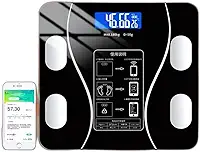 Balança Bioimpedância Digital Moderna Com APP Inteligente - Vidro Preto (Contém Pilha) Glass Black Compacto Para Banheiro e Medição Corporal Premium