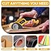 Zeleki Cordless Electric Scissors: 4V Rechargeable Cardboard Cutter, 3 Blades, Safety Lock & LED Light, Box Cutter for Carton Carpet Plastic Fabric Leather(Yellow）