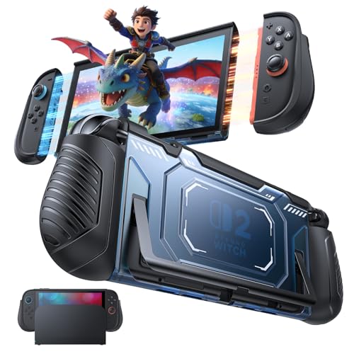 Image of FASTSNAIL Switch 2 Protective Case, Protective Cover with Dockable TPU Middle Frame, Detachable Ergonomic Non-Slip Grips for Joycon 2, Comfortable Handheld Shell Case for Switch 2 Accessories - Blue