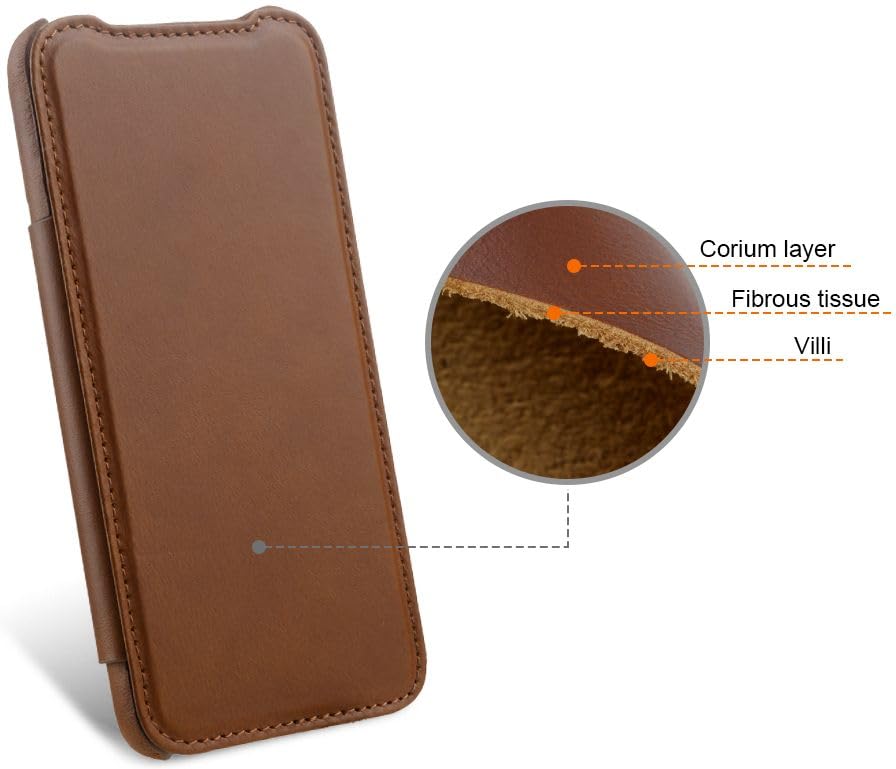 STILGUT Book Case Compatible with Google Pixel 8 Leather Case, Leather Case, Flip Case, Mobile Phone Case - Cognac - Image 3