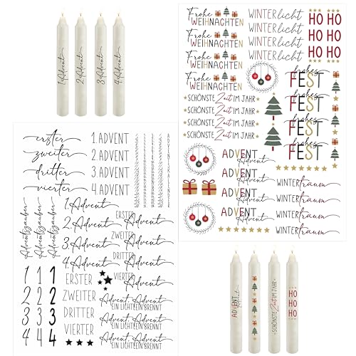 2 Stück Adventskerze Tattoo Kerze Aufkleber Kerzen Design...