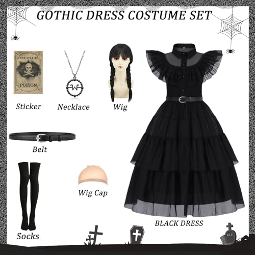 Vestido negro para niña disfraz de princesa Halloween miniatura 2
