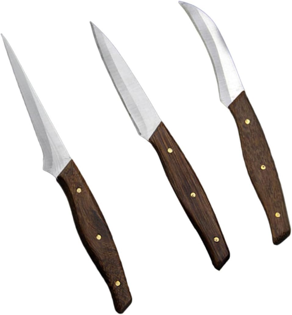 Fruit Carving Tools 3pc Set of Kitchen Knives for Fruit and Vegetable Carving Sturdy Stainless Steel and Wood Handles Fruit Carving Tools 3pc Set of Kitchen Knives for Fruit and Vegetable Carving Sturdy Stainless Steel and Wood Handles