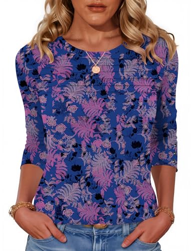 Blingfit Women's Long Sleeve Tops 2025 Trendy Fall Shirts for Women Dressy Casual Outfits Lightweight Blouse for Daily Wear Printed Large