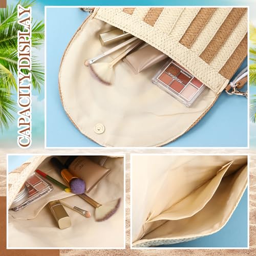 Image of Frienda Straw Purses for Women Straw Clutch Crossbody Bag Summer Beach Shoulder Bag Woven Envelope Wallet Handbags