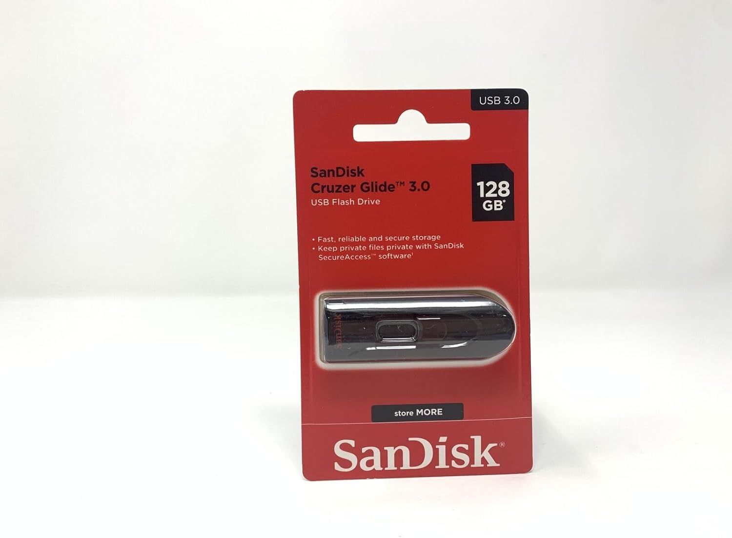 Sandisk Cruzer Glide USB Flash Drive, 128 GB, Black/Red (SDCZ60-128G-A46)