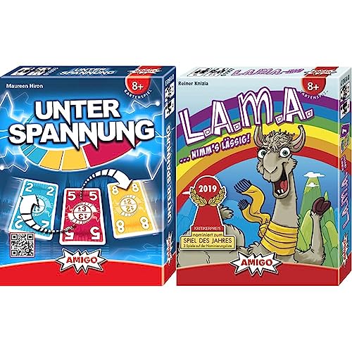 AMIGO 1603 - Kartenspiel, Unter Spannung, 8 Jahre to 99 Jahre & Spiel + Freizeit Spielkarten 01907 - LAMA