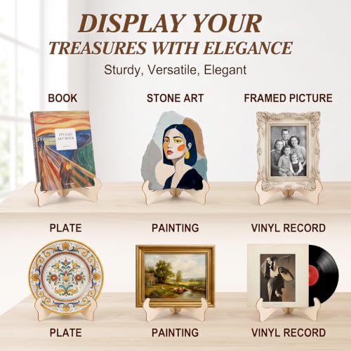 Image of RattanView 6 inch 24 Pcs Wooden Plate Stands for Display Picture Holder Stand | Detachable Wooden Easel Plate Display With 3D Interlocking Design, Stable Holder For Photos, Frames, Weddings And Exhibits