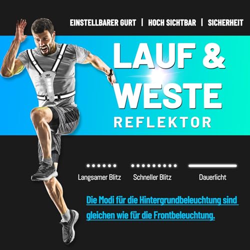 ICOCOPRO LED Warnweste Fahrrad Reflektorweste丨Laufweste Leuchtweste für Damen Herren Kinder丨USB Aufladbar Reflektierende Weste丨Lauflicht Joggen Reflektoren丨Sicherheitsweste