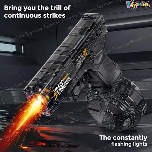 Image of Toyshine Rechargeable Automatic Holi Water Gun Toy with 330ml Capacity | Transparent Electric Water Squirt Gun with LED Light | Perfect for Holi Festival & Summer Outdoor Fun - Black