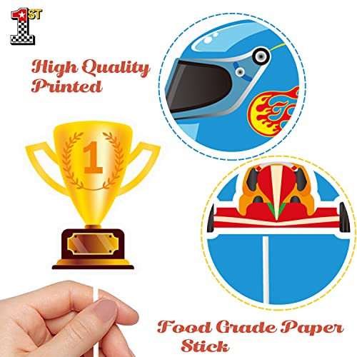 36Pcs Race Car Cupcake Toppers Racing Car Birthday Decorations For Race Car Birthday Party Favors Let's Go Racing Party Racing Car Baby Shower Supplies #TOP5