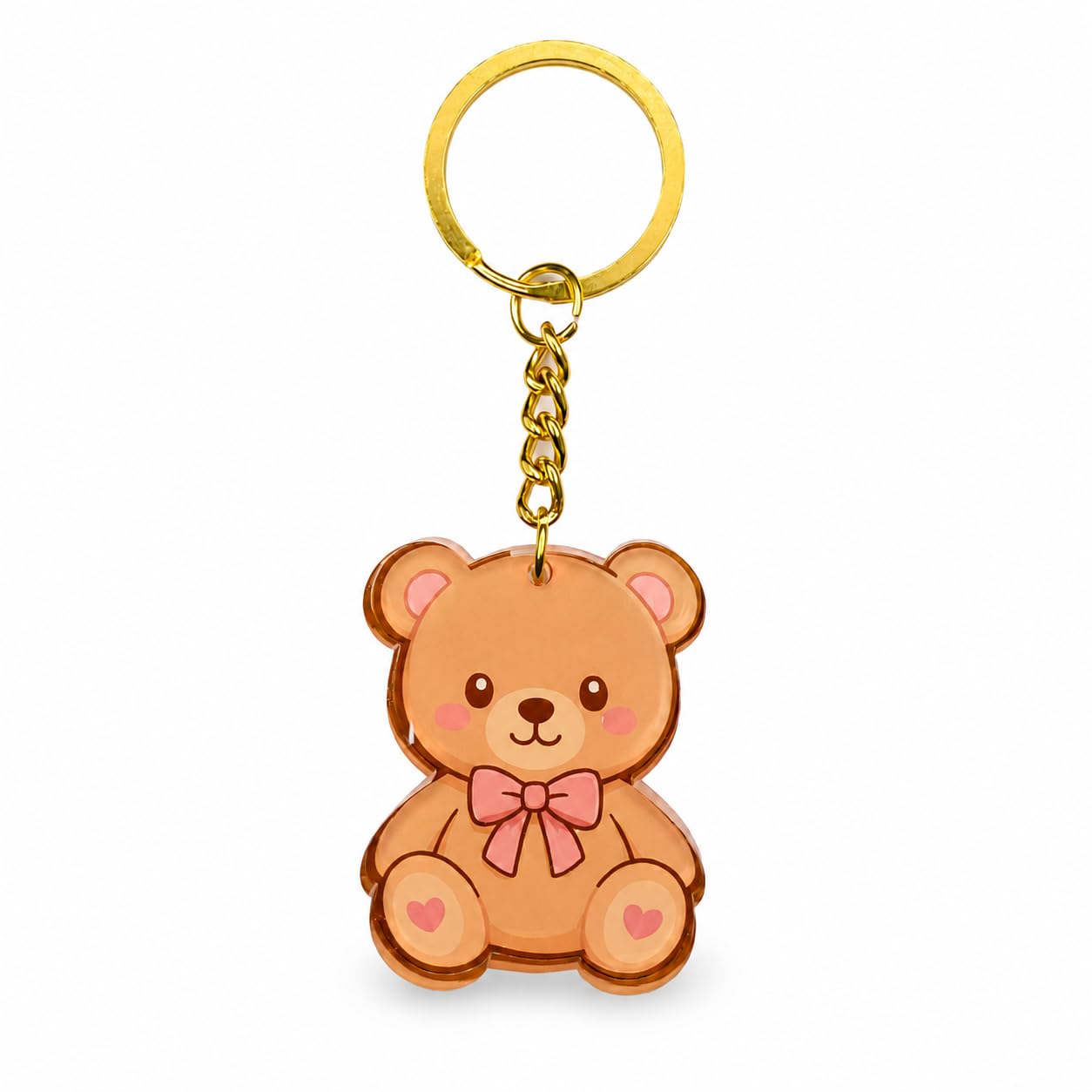 Cute Teddy Bear Acrylic Keychain with Gold Key Ring | Kawaii Cartoon Bear Keychain for Girls, Women & Kids | Cute Bag Charm, Backpack Accessory, Car & House Keys | Gift for Birthday & Return Gifts-image-43