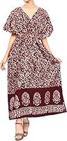 Algopix Similar Product 14 - LA LEELA Womens Maxi Caftan Nightwear