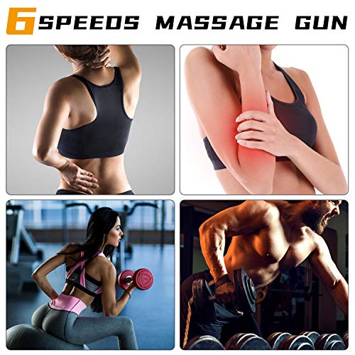 Massage Gun, 6 Speeds Cordless Handheld Deep Tissue Muscle Massager, Chargeable Percussion Device Super Quiet - Thumbnail 6