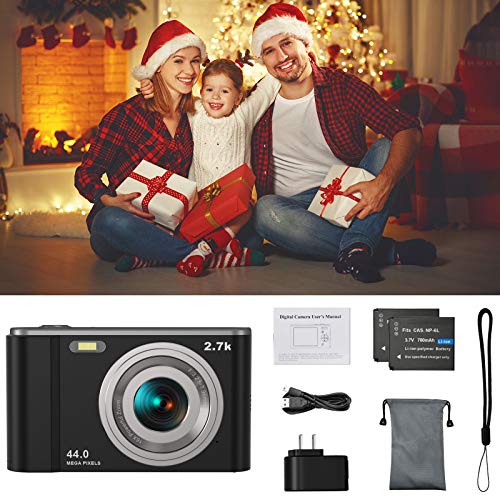 44MP Small Digital Camera for Photography Beginners, 2.7K Vlogging Camera 2.88" IPS 16X Digital Zoom Point and Shoot Camera for Kids Teens Christmas,Thanksgiving Days,Birthdays Gift (Black)