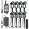 SUNTHIN Outdoor Landscape Lighting with Remote, RGBW Color Changing Spot Uplights, 8 Pack