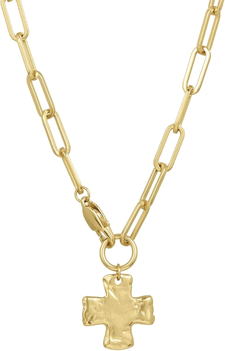 The Original Chunky Cross Chain Necklace for Women – Premium Waterproof, Tarnish-Free, Gold & Silver PVD Coated Jewelry – Hypoallergenic – Perfect for Beach, Weddings, Gifts