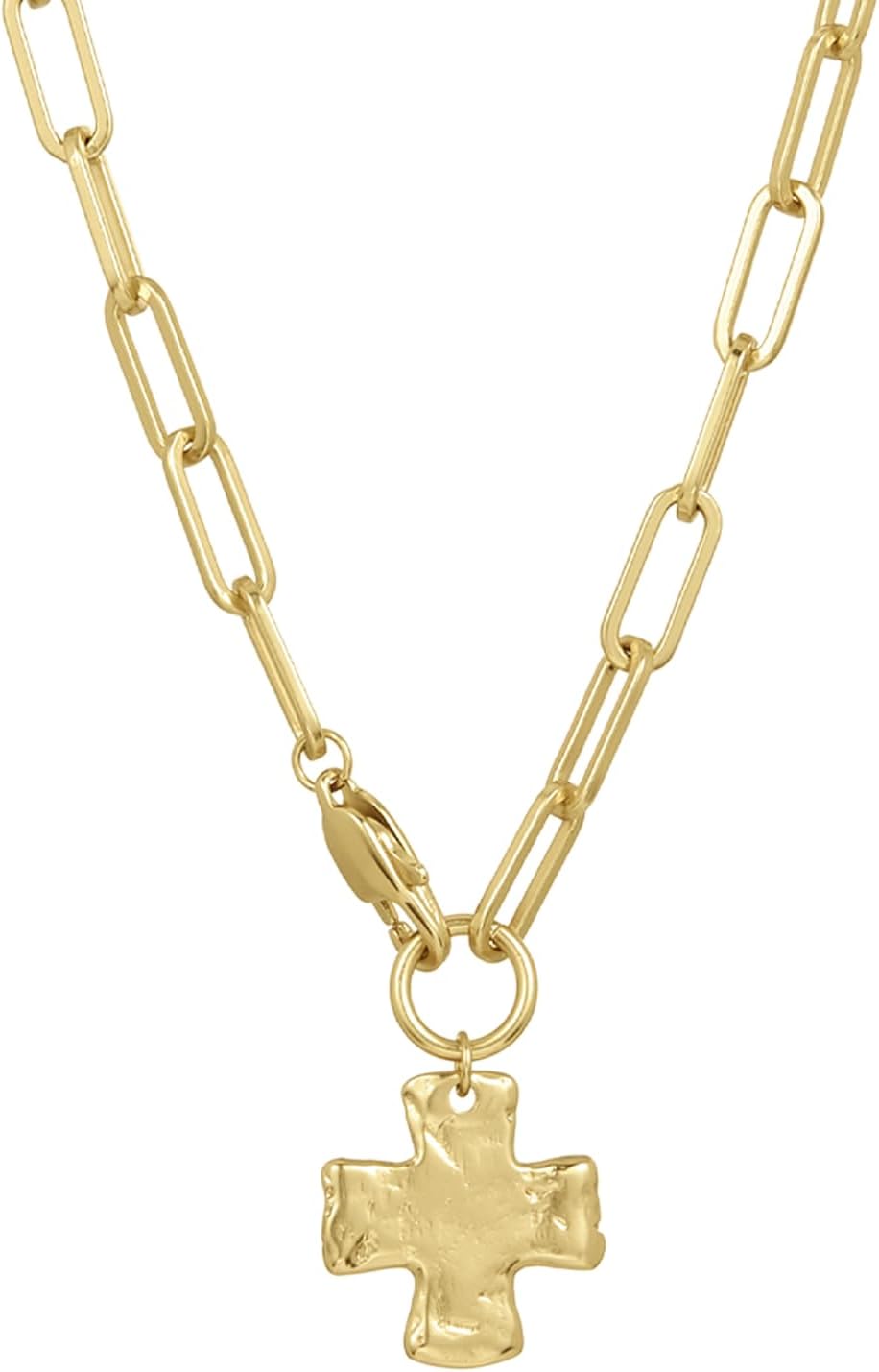 James Michelle Chunky Cross Chain Necklace for Women – Premium Waterproof, Tarnish-Free, Gold PVD Coated Jewelry – Hypoallergenic – Perfect for Beach, Weddings, Gifts