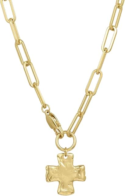 James Michelle Chunky Cross Chain Necklace for Women – Premium Waterproo...