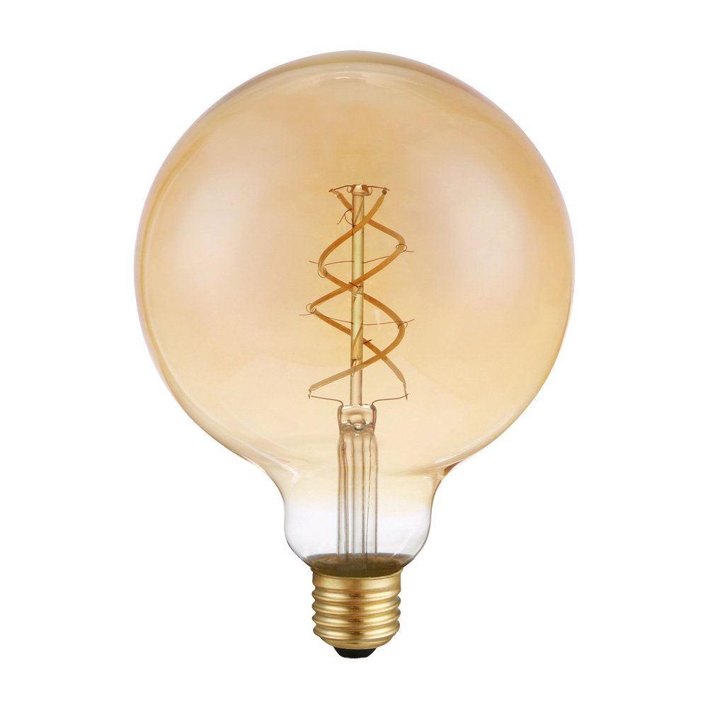 NCC-Licht 6 x LED Spiral Filament Globe G125 5W E27 extra warmweiß 1800K DIMMBAR, Ersatz für 21W Glühbirne