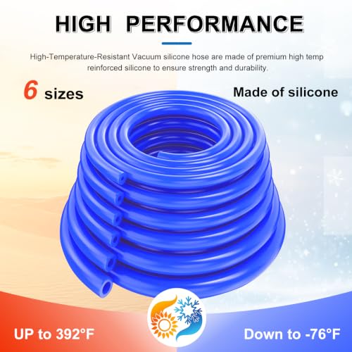 Image of Tnisesm 71Pcs Vacuum Line Kit, 5Ft Blue Vacuum Hose Automotive with Vacuum Line Connectors, High Performance Silicone Hose line Kit for Variety Car Piping System Automotive Replacement Vacuum Hoses