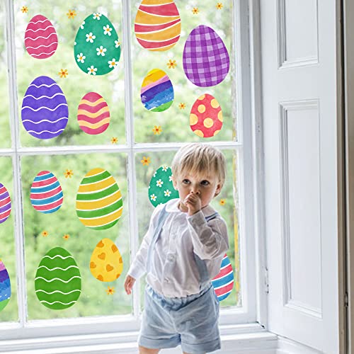 Pawliss Easter Window Decorations, Extra Large Easter Egg Window Cings, Cute Hand-Drawn Watercolor Eggs Decor For Kids Shcool Home Office Party Supplies, Spring Decals For Glass Windows, 6 Sheets #TOP5