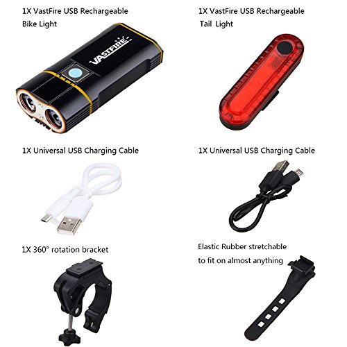 Best Mountain Bike Lights for Night Riding,1000 Lumens Bike Headlight 2 LED【Upgrade Mount】,USB Rechargeable Bicycle Headlight & Rear Light Set for Road Commuting,Front & Back Bike Light Flashing Light