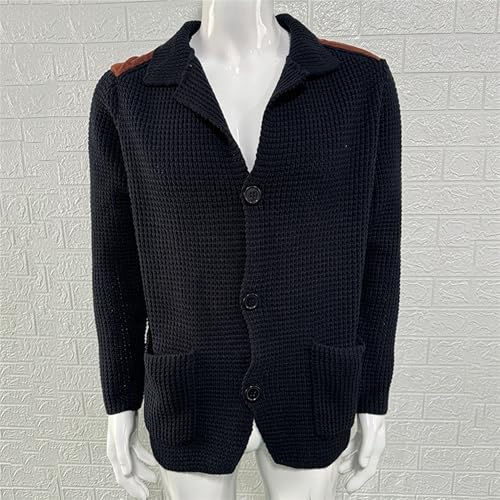 Mens Button Down Cardigan Sweaters Shawl Collar Warm Winter Chunky Cardigans Slim Fit Knitted Sweater with Pockets2