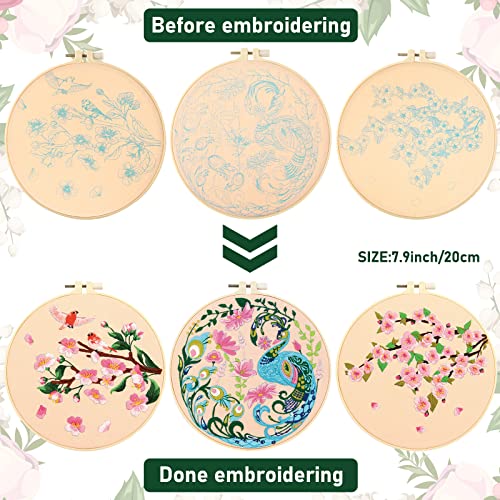 image for Yinder 5 Sets Floral Embroidery Kit for Beginners Adults Flower Embroi